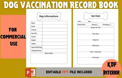 Dog Vaccination Record Book Printable